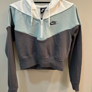Nike Women's Tri-Tone Hoodie - White, Light Blue, and Dark Gray